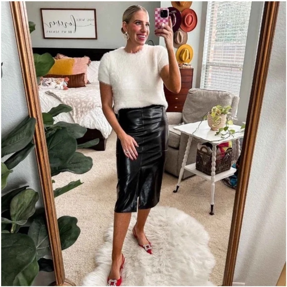NWT A New Day Faux-Leather Midi Skirt Metallic - Picture 5 of 16